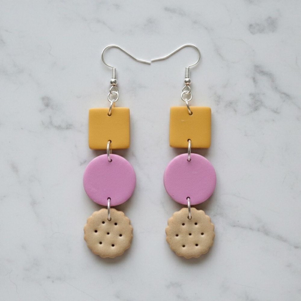 Lunchable Inspired Dangly - Handmade Earrings